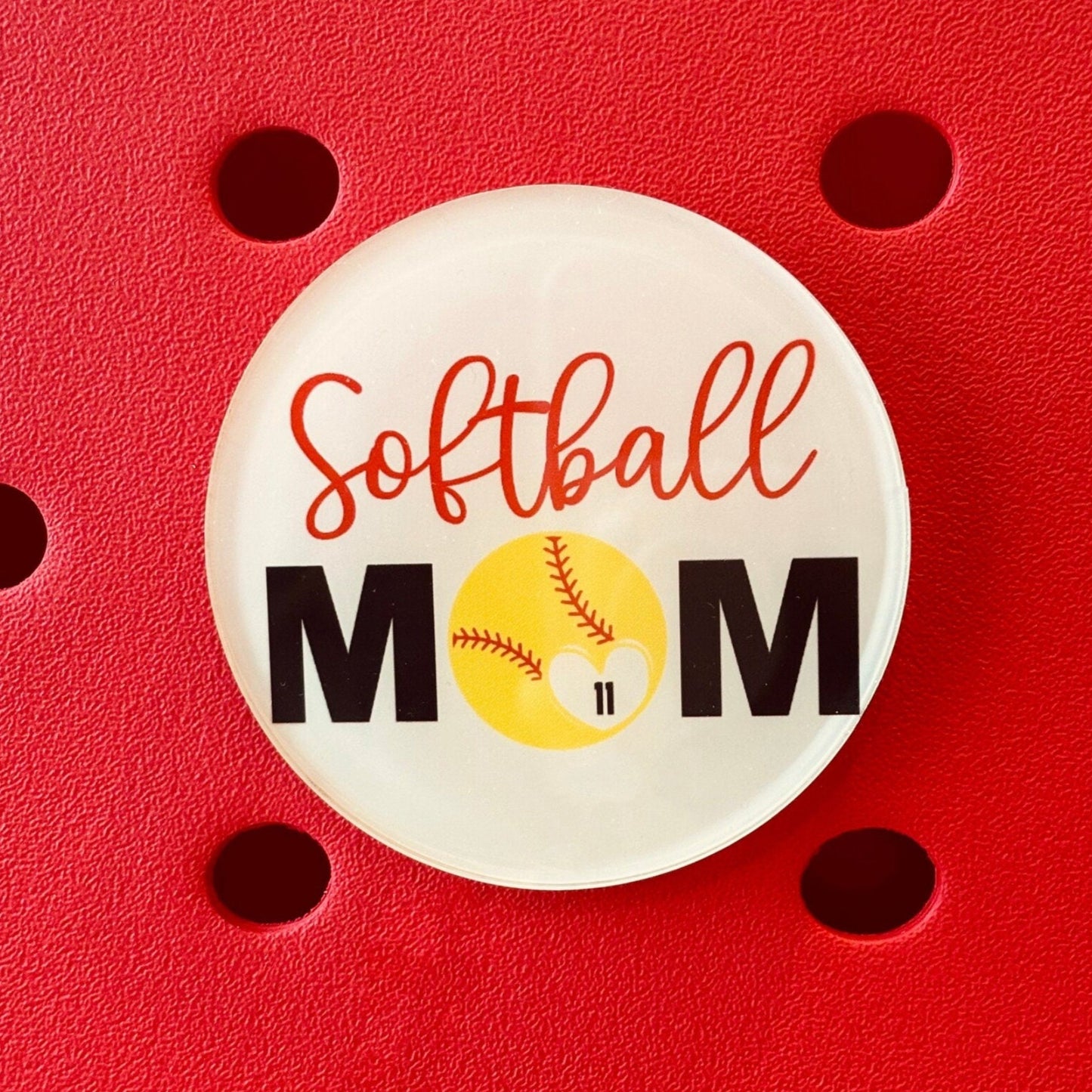Softball Number Bogg Charm | Sports Mom Charm | Simple Southern Charm | Sports Uniform Bag Charm | Softball Charm | Sports Baseball Charm