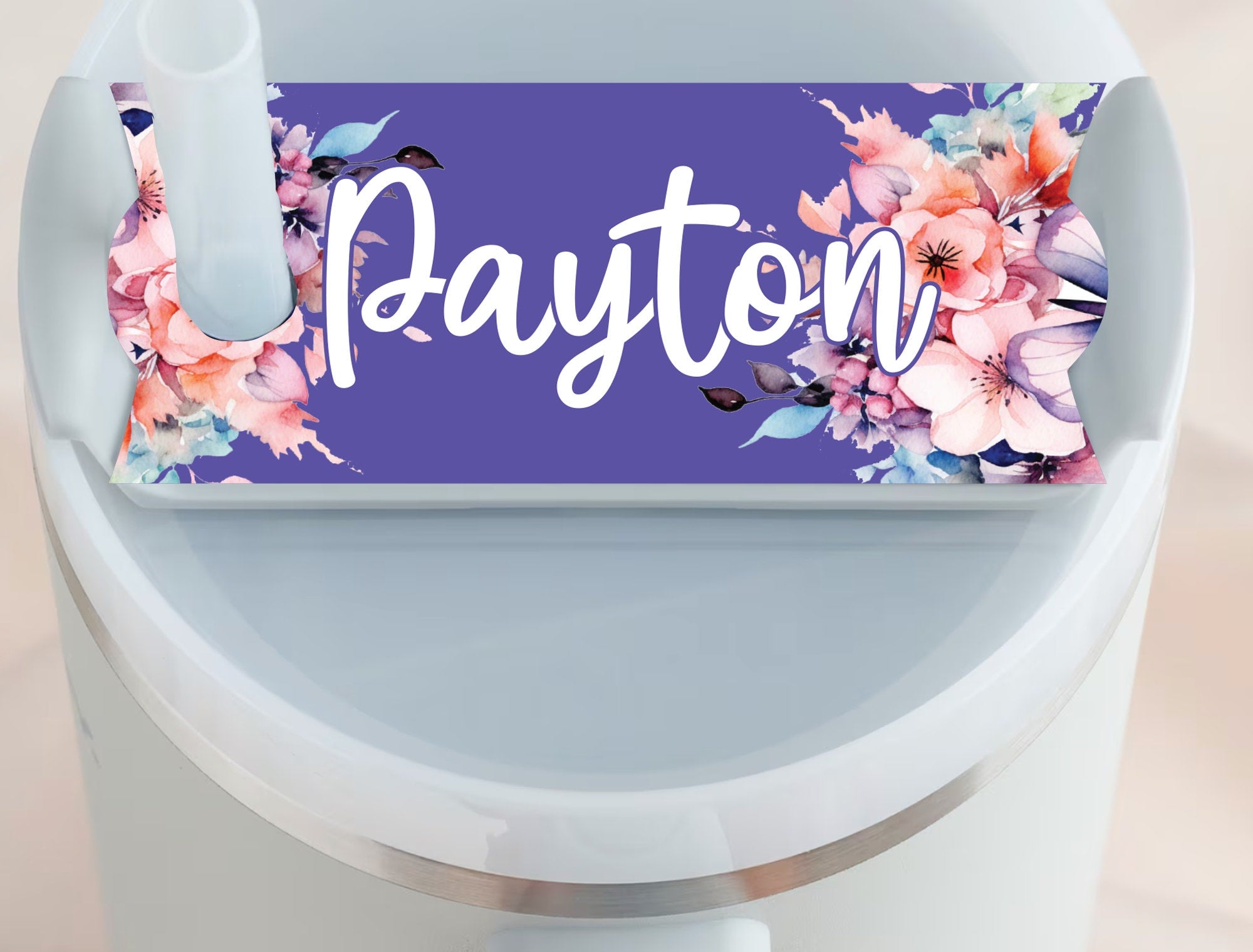 Floral Personalized Name Tag for Stanley Tumblers, Customized Name Plates for Stanley Cups, Name Plate Custom Tags 40oz, 30 oz, 20 oz