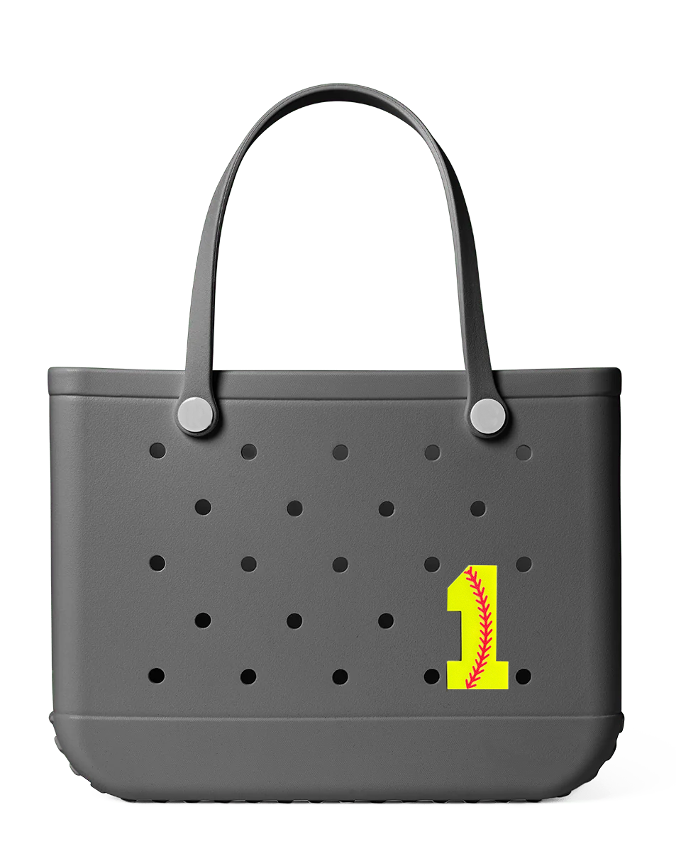 Softball Number Bogg Charm