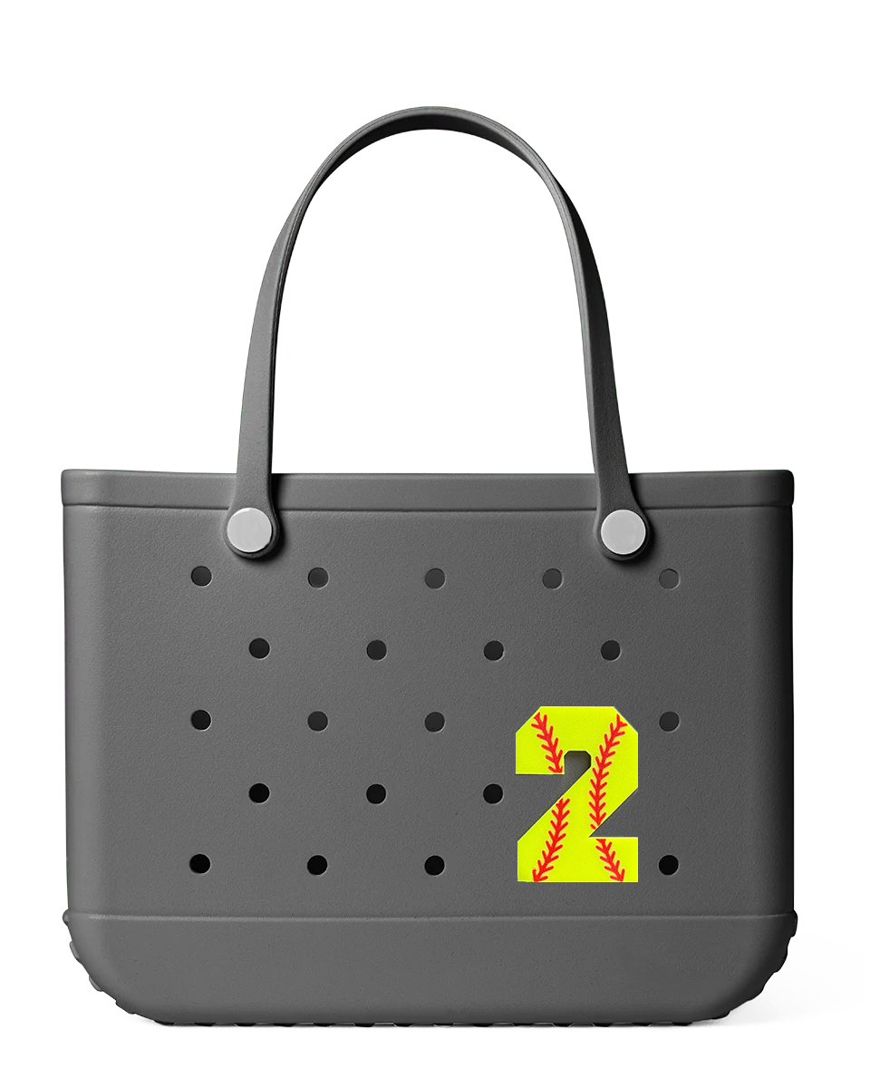 Softball Number Bogg Charm