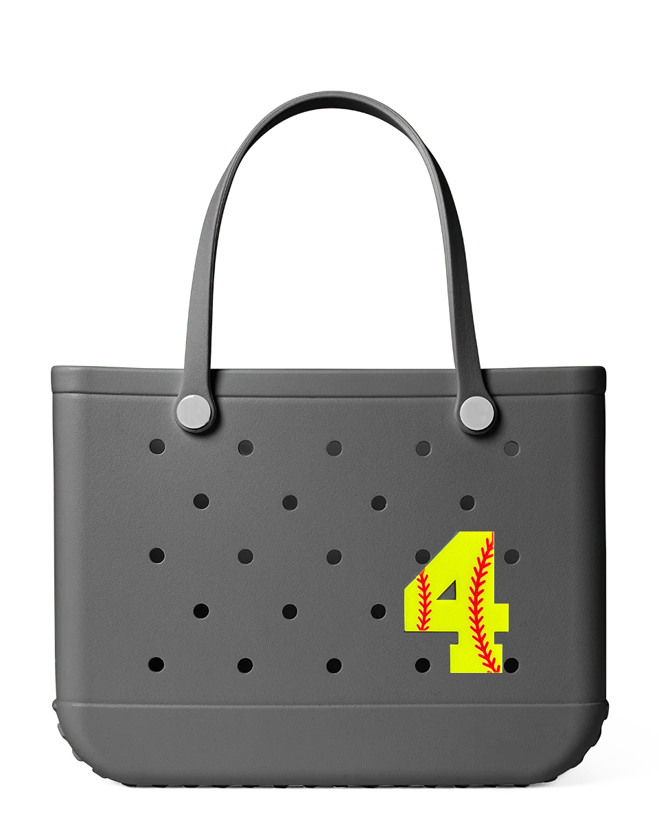 Softball Number Bogg Charm