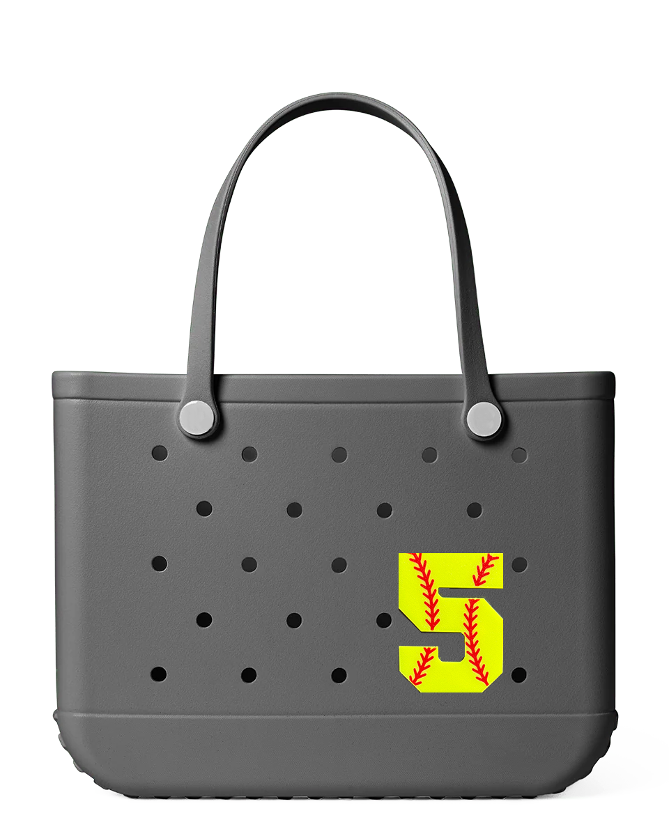 Softball Number Bogg Charm