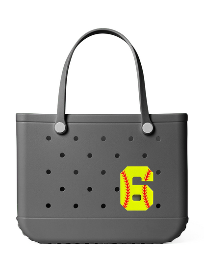 Softball Number Bogg Charm
