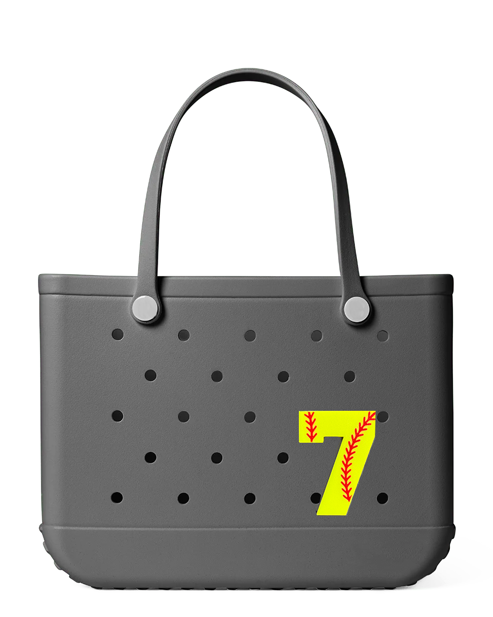Softball Number Bogg Charm