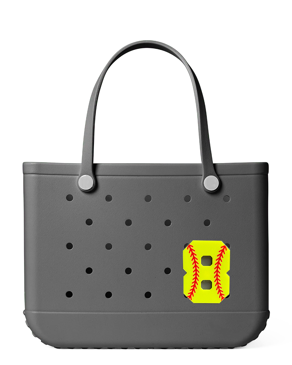 Softball Number Bogg Charm