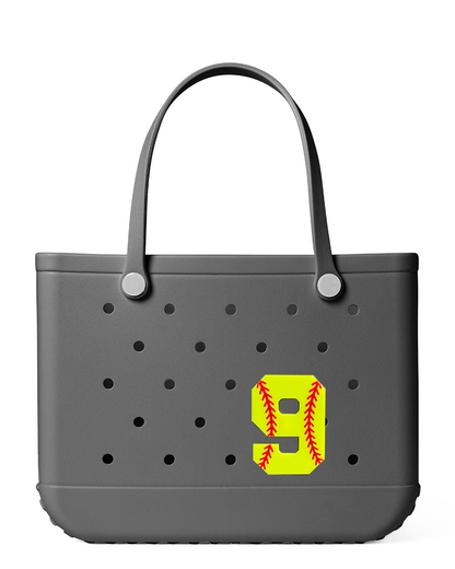 Softball Number Bogg Charm