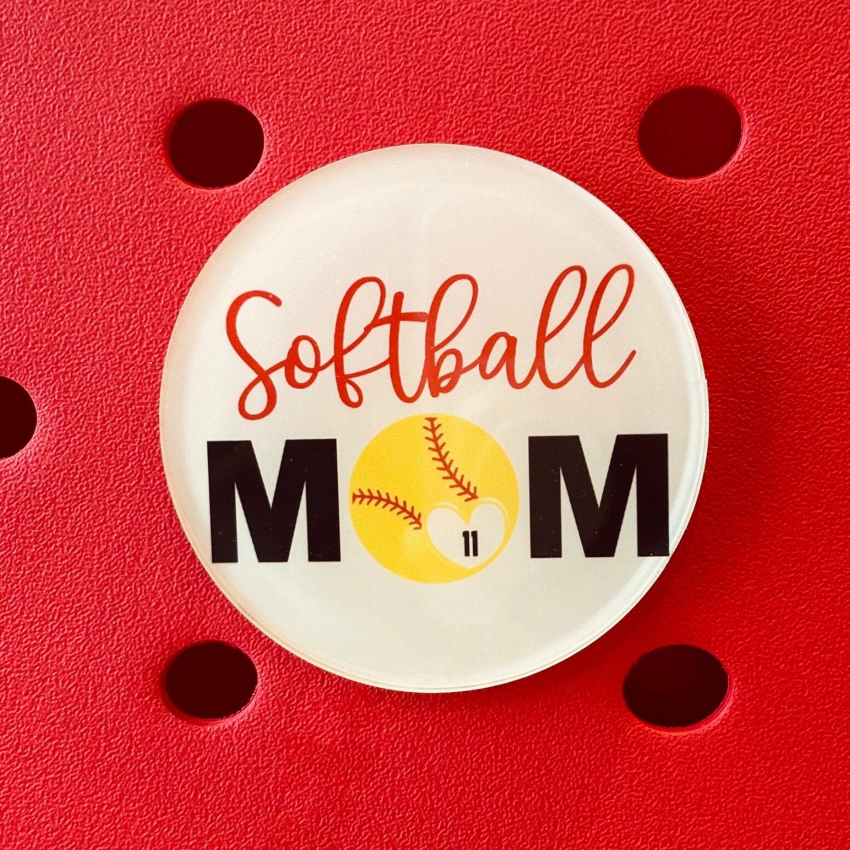 Softball Number Bogg Charm | Sports Mom Charm | Simple Southern Charm | Sports Uniform Bag Charm | Softball Charm | Sports Baseball Charm