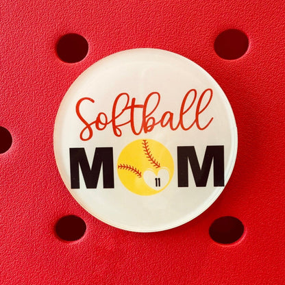 Softball Number Bogg Charm | Sports Mom Charm | Simple Southern Charm | Sports Uniform Bag Charm | Softball Charm | Sports Baseball Charm
