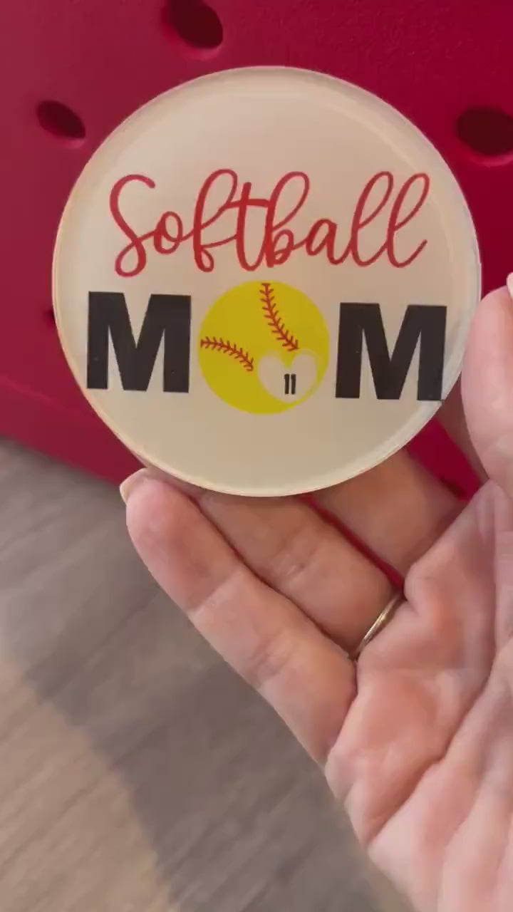 Softball Number Bogg Charm | Sports Mom Charm | Simple Southern Charm | Sports Uniform Bag Charm | Softball Charm | Sports Baseball Charm